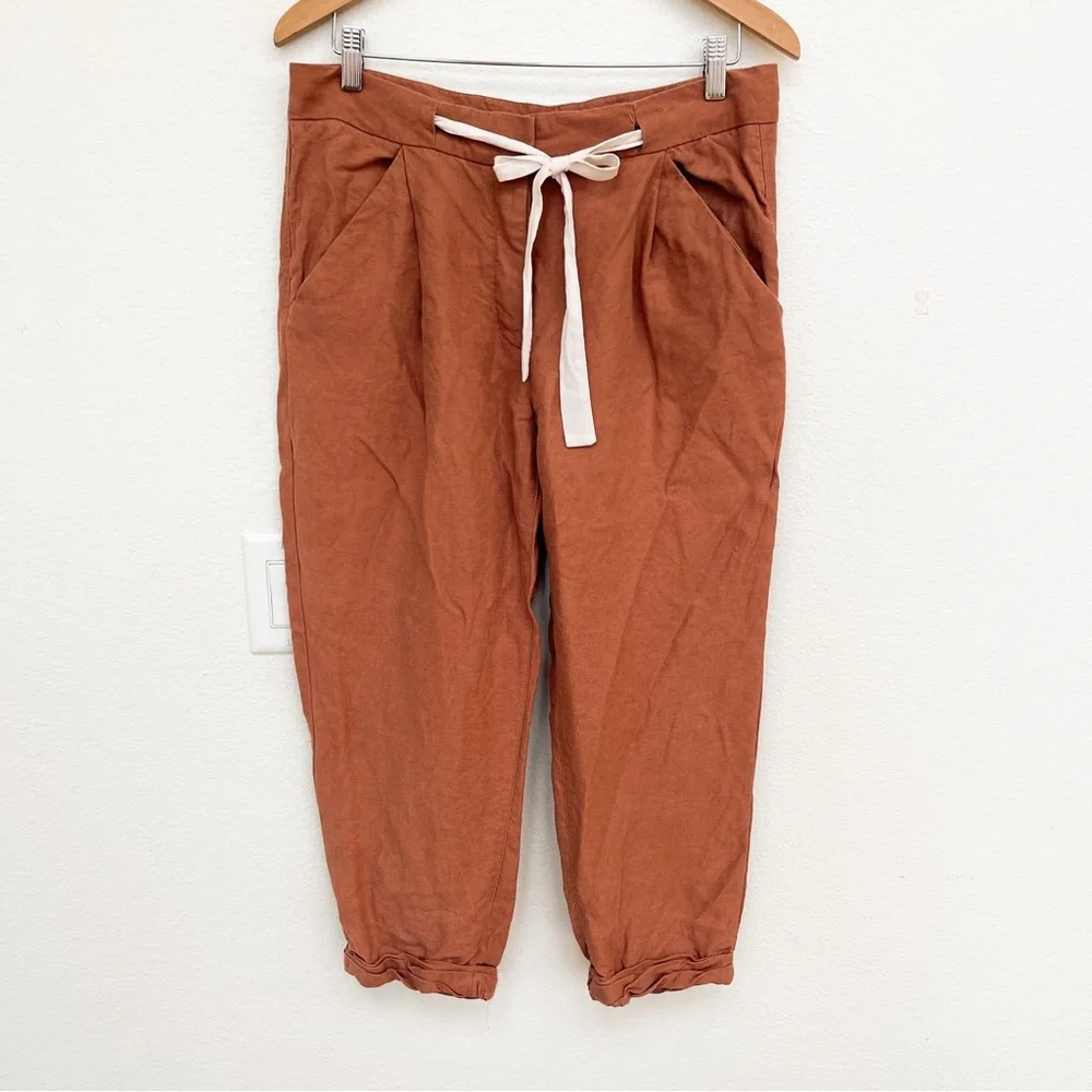 Wilfred Aritzia Allant Linen Pants Rust Color Size 8